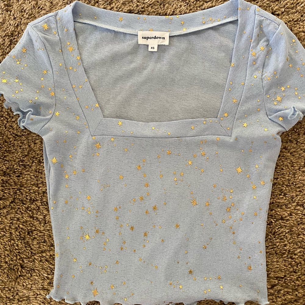 Superdown x revolve blue star shirt size xs